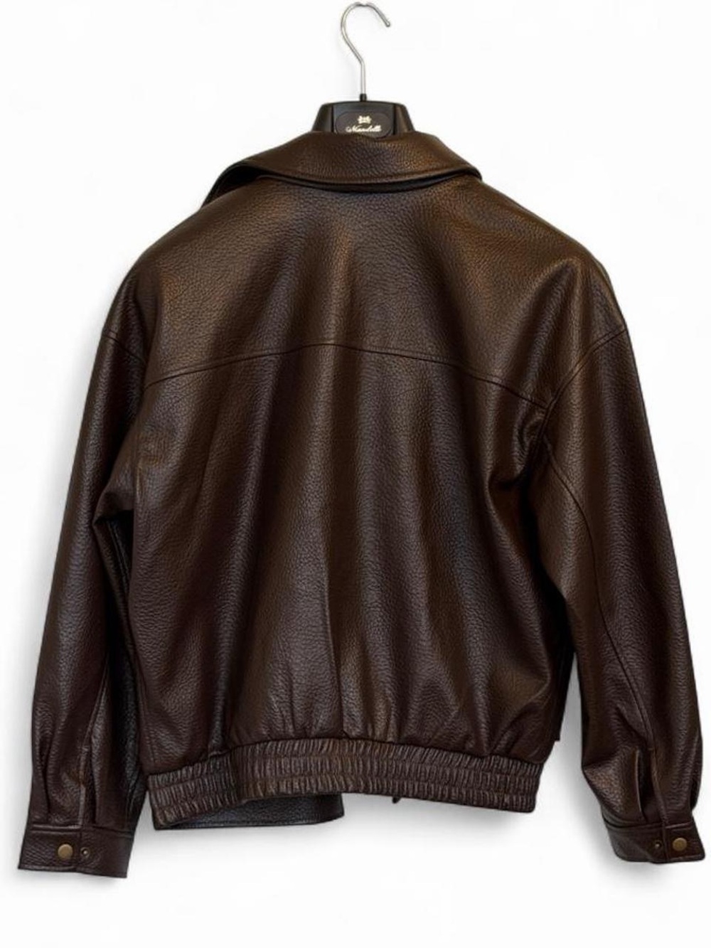 PAIGE Dark Brown Faux Leather Bomber Jacket - Picture 6 of 6